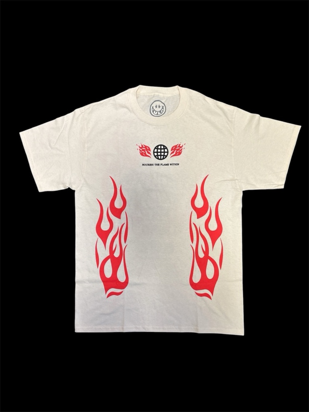 CVLA Cream Flames Shirt Nourish The Fire Within Size: Medium NWOT